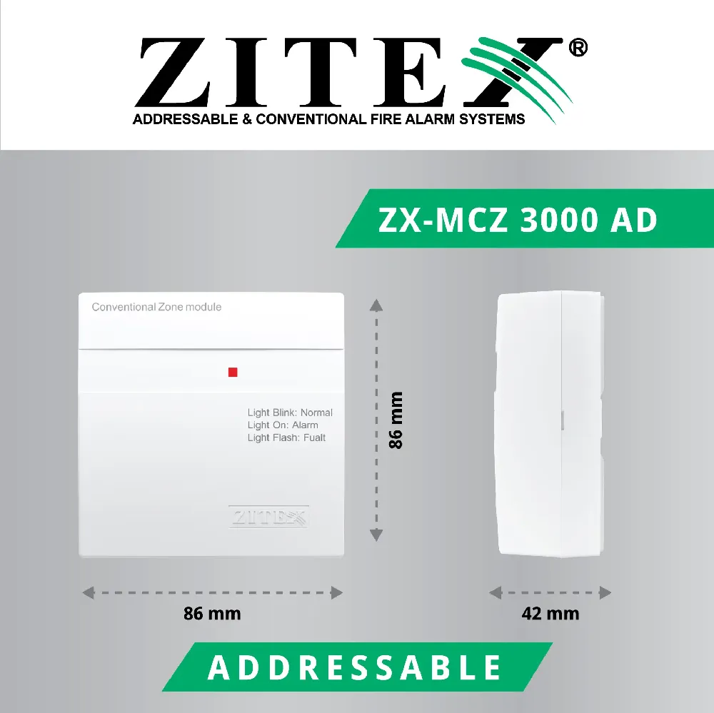 ماژول زون کانونشنال اعلام حریق آدرس پذیر زیتکس مدل ZX-MCZ 3000 AD